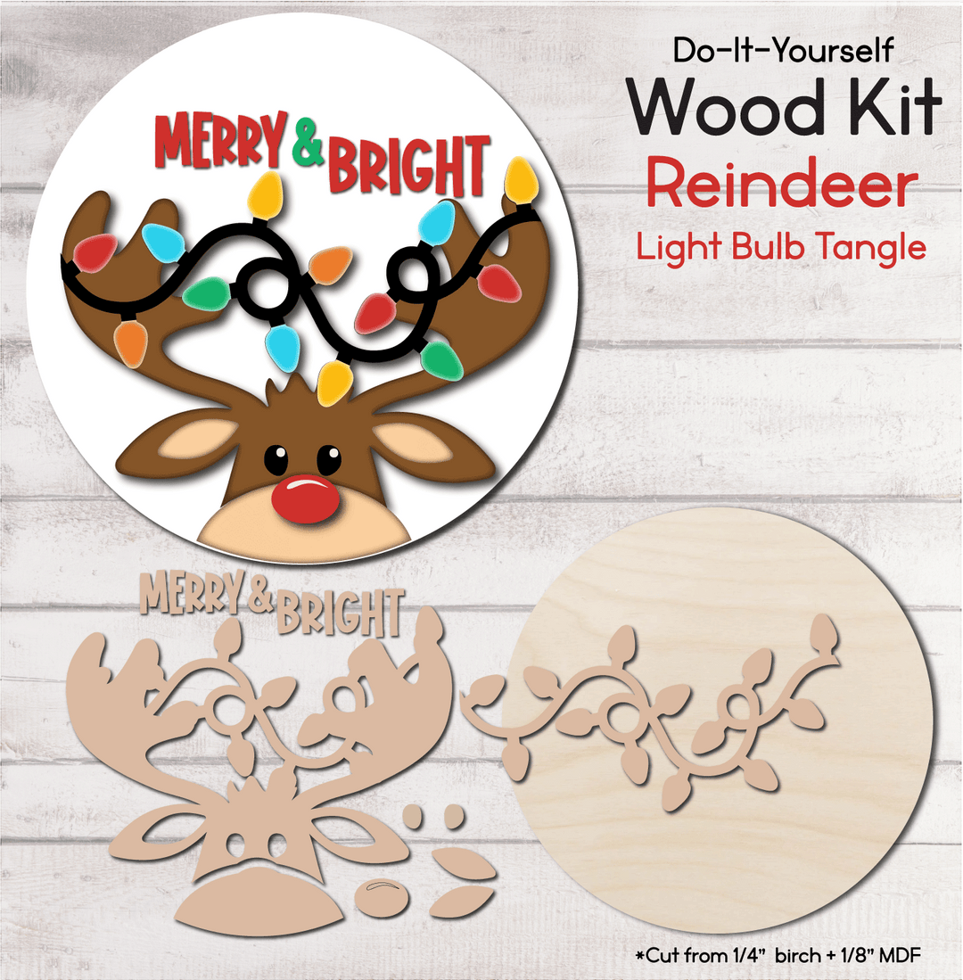 WallCutz  WOOD KIT  / Reindeer Light Bulb Tangle Wood Kit