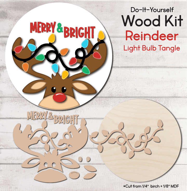 WallCutz  WOOD KIT  / Reindeer Light Bulb Tangle Wood Kit