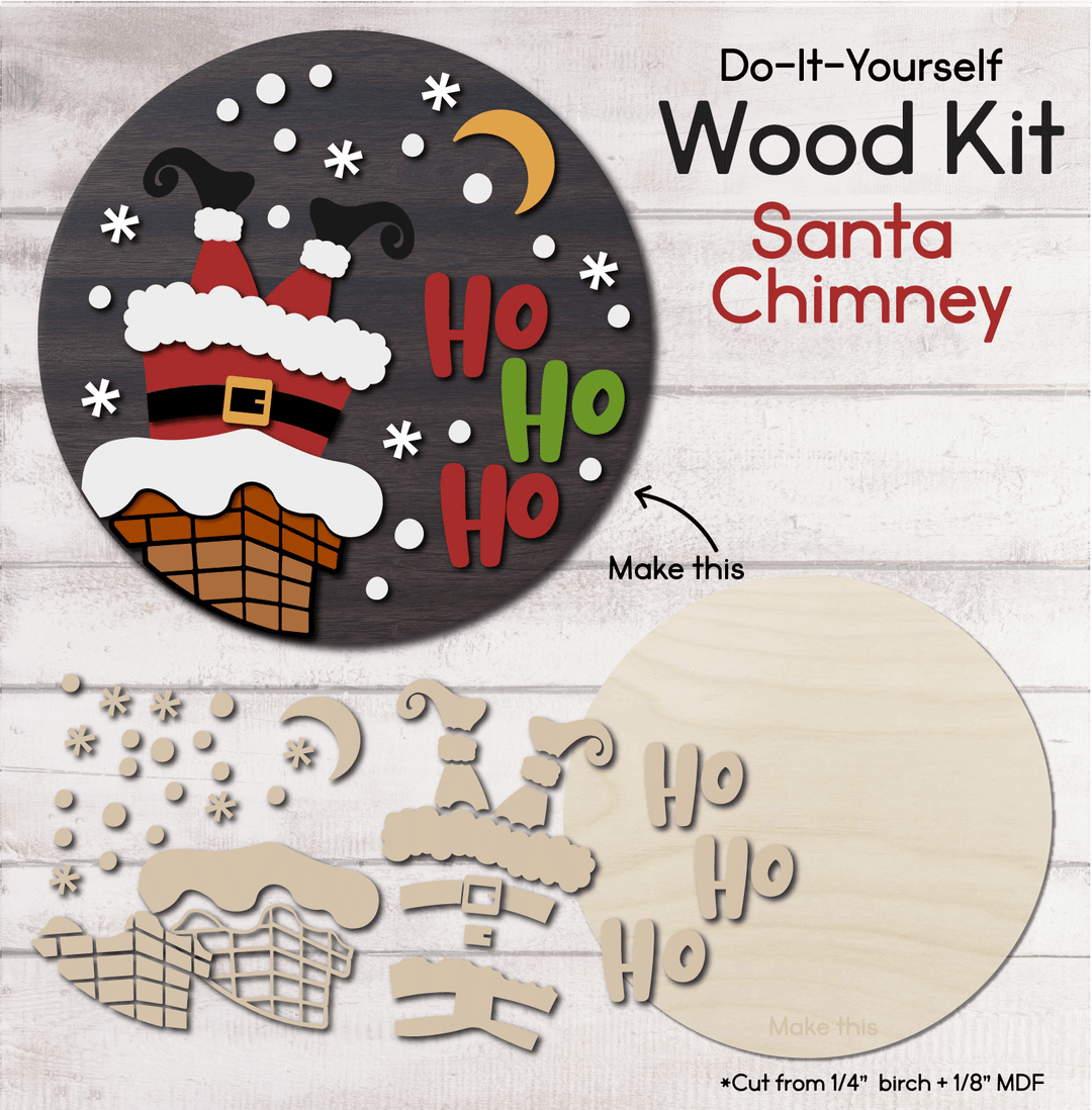 WallCutz  WOOD KIT  / Santa Chimney Ho Ho Ho Wood Kit