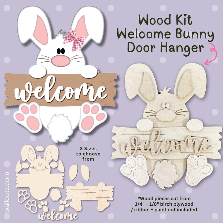 Spring bunny welcome door hanger DIY wood kit – WallCutz