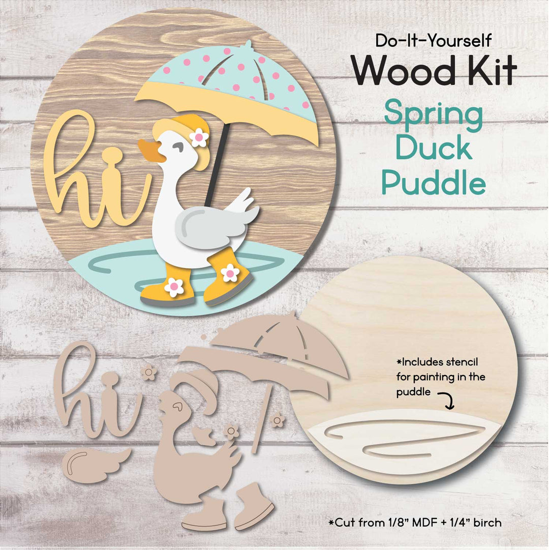 WallCutz  WOOD KIT  / Spring Duck in Puddle Wood Kit