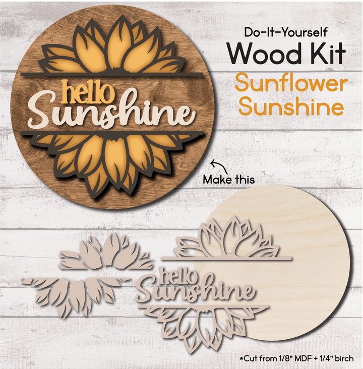 WallCutz  WOOD KIT / Sunflower Sunshine Door Hanger Kit Wood Kit