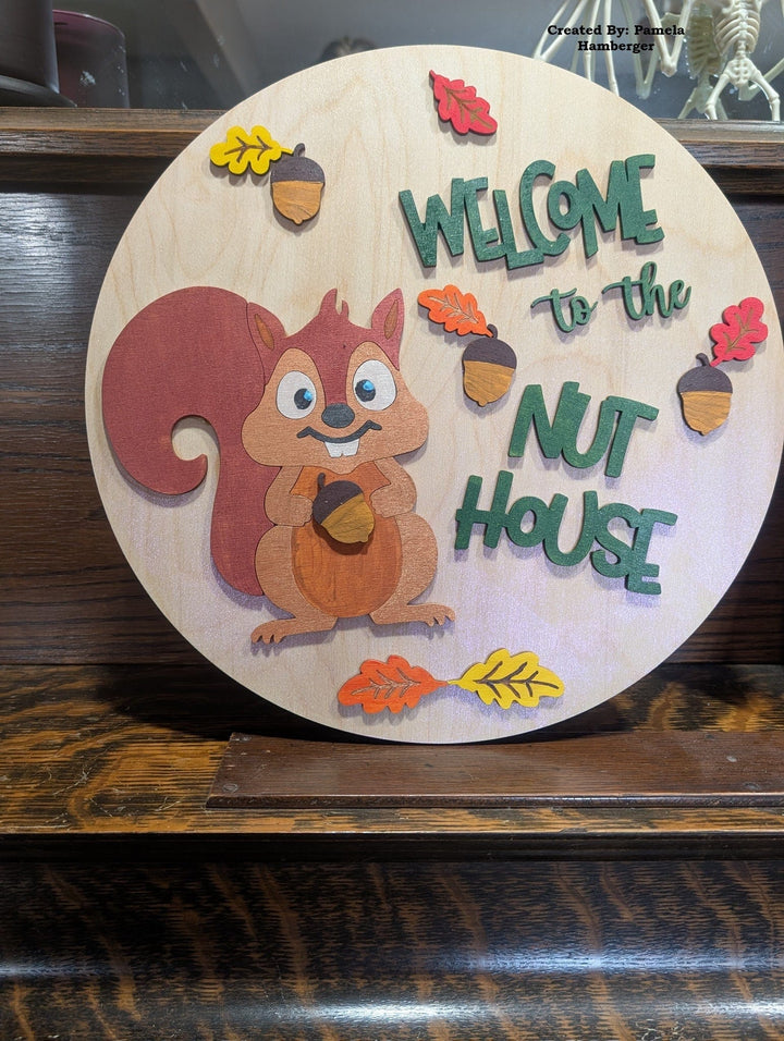 WallCutz  WOOD KIT / Welcome to the Nuthouse Squirrel Wood Kit