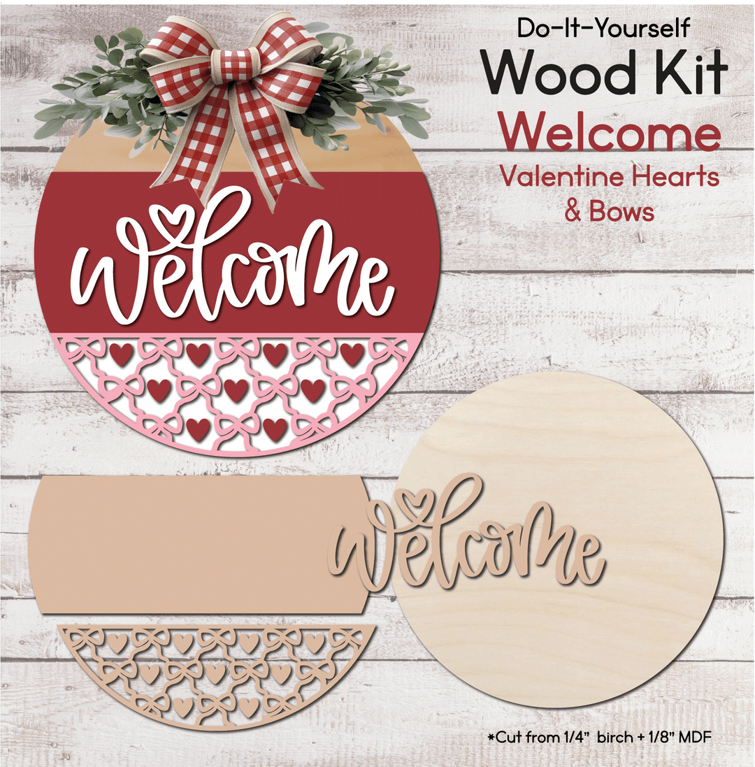 WallCutz  WOOD KIT  / Welcome Valentine Bows Wood Kit