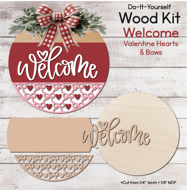 WallCutz  WOOD KIT  / Welcome Valentine Bows Wood Kit