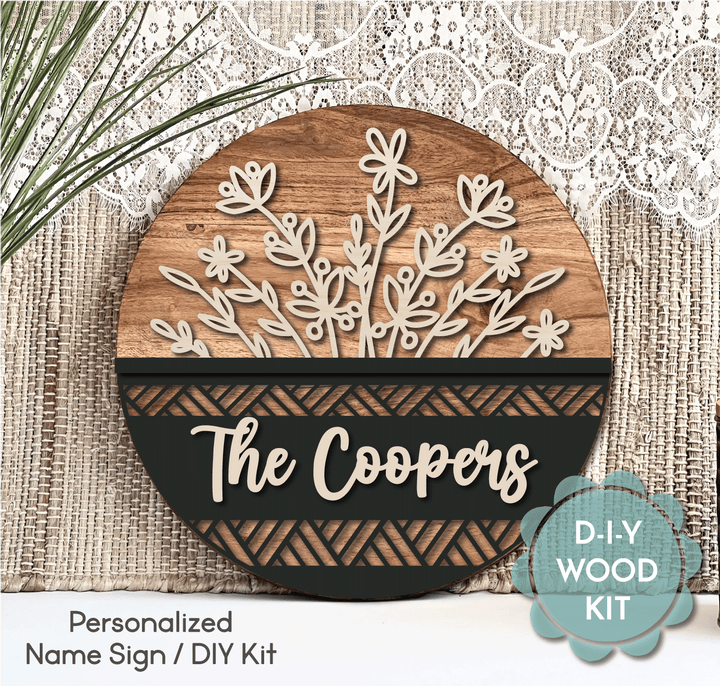 WallCutz  WOOD KIT / Wildflower Name Sign / Personalized Wood Kit