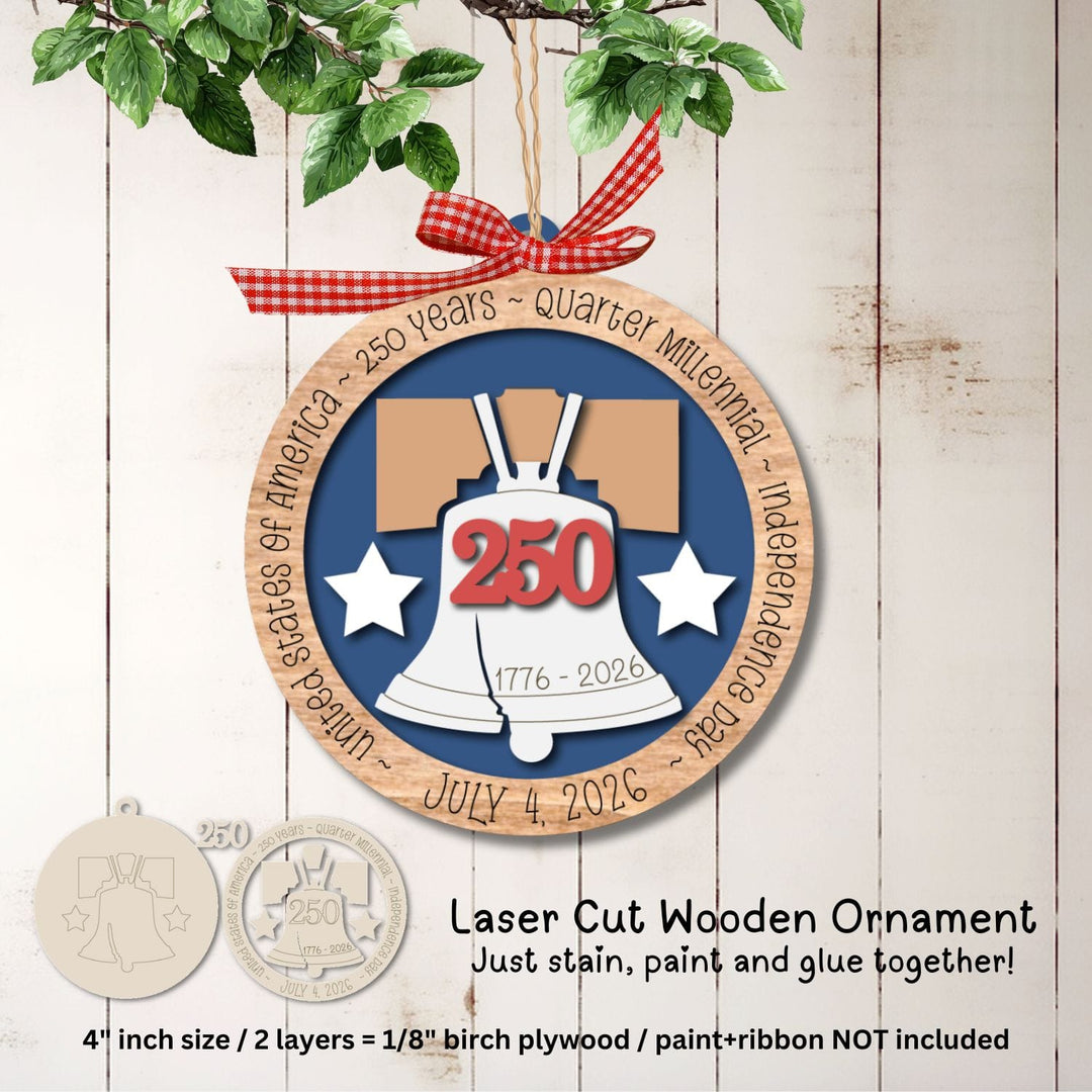 WallCutz  Wood Ornament Kit / 250 Years Independence Day Ornament Wood Kit