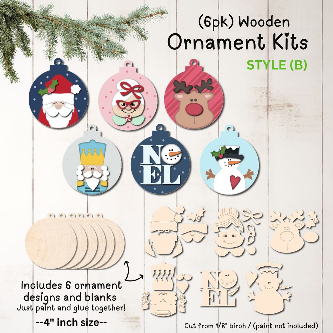 WallCutz  Wood Ornament Kit - 6 Pack / SET (B) Wood Kit