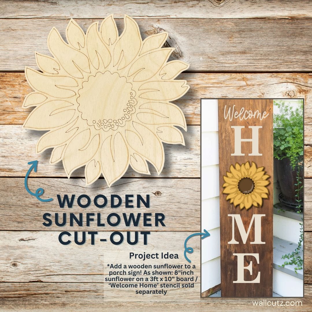 WallCutz  Wooden Sunflower Cut-Out / 1/4" birch Wood Kit
