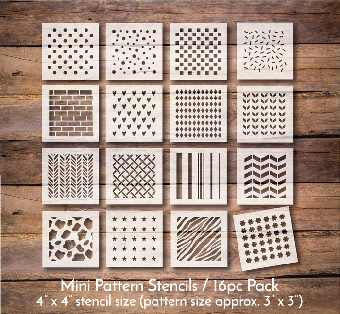 Mini Pattern Samples / 16 pc Stencil Pack WallCutz Crafts