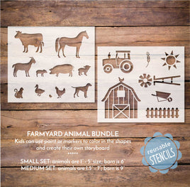 WallCutz reusable stencil Farmyard Stencil Bundle / Farm Animals Stencils