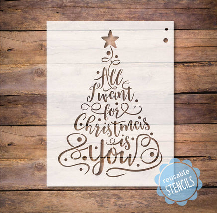 WallCutz Stencil All I Want for Christmas Is You / Tree Stencil wallcutz