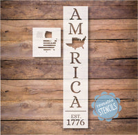 WallCutz Stencil America Est 1776  / Patriotic porch stencil