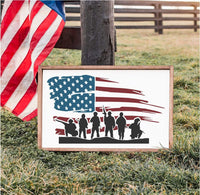 WallCutz Stencil American Flag with Soldier Silhouette  - Stencil