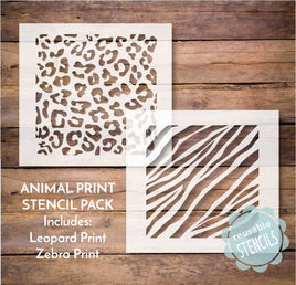 WallCutz Stencil Animal Prints / Leopard + Zebra / Seamless Pattern Stencils - 2pk
