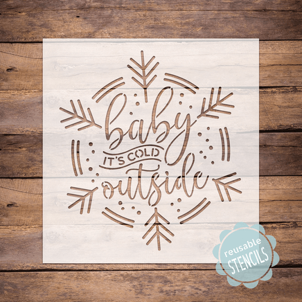 WallCutz Stencil Baby It's Cold Outside - snowflake stencil