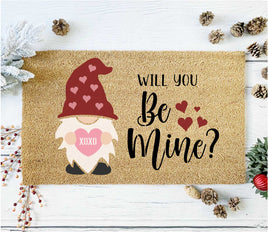 WallCutz Stencil Be Mine Valentine Gnome - door mat stencil