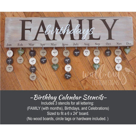 WallCutz Stencil 4.75"(h) x 23"(w) Birthday Calendar Stencil