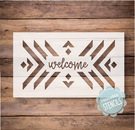 WallCutz Stencil Boho pattern Welcome / door mat stencil