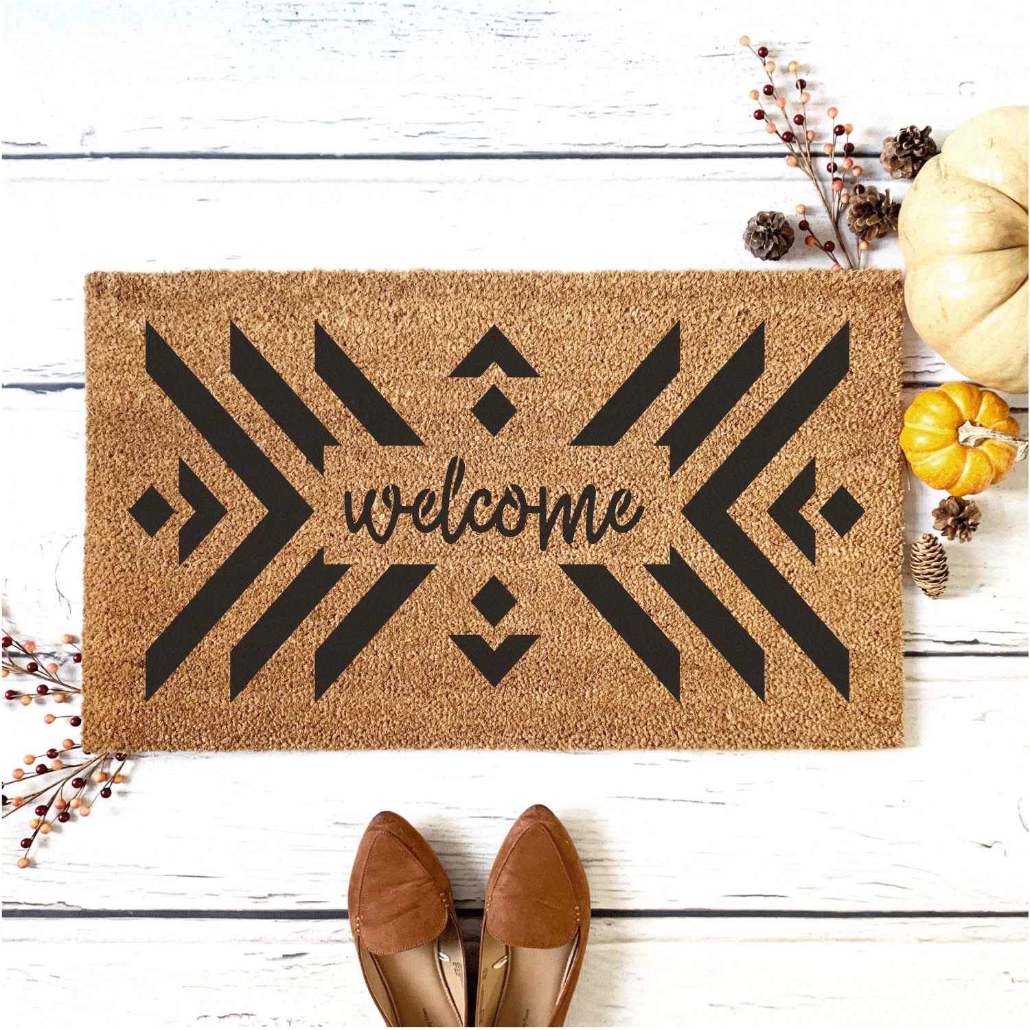 Boho Pattern Welcome Door Mat Stencil | WallCutz – WallCutz Crafts