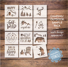 WallCutz Stencil CAMP LIFE CAMP LIFE Sample Pack - 12 pc stencil bundle