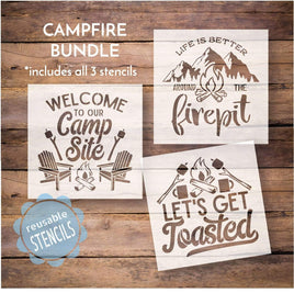 WallCutz Stencil CampFire stencil bundle - set of 3 stencils