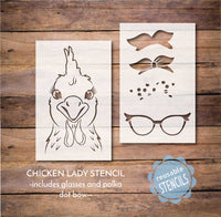 WallCutz Stencil Chicken Lady with Glasses / Farm Stencil wallcutz