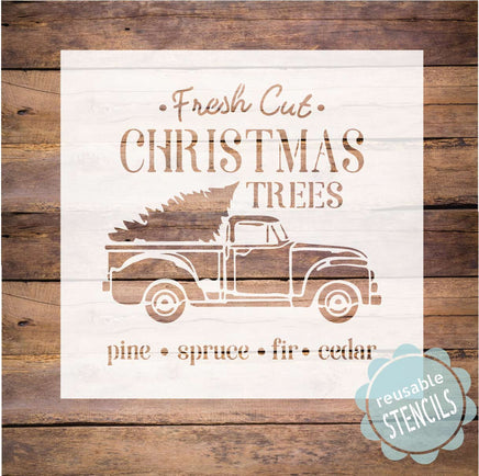 WallCutz Stencil Farm Truck christmas trees stencil