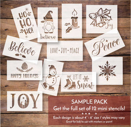 WallCutz Stencil Christmas Mini Sample Pack - 12 pc stencil bundle