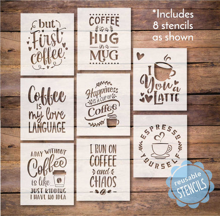 Coffee Stencil Bundle / 8 pack