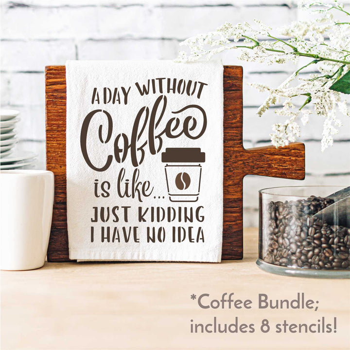 WallCutz  Coffee Stencil Bundle / 8 pack Stencil