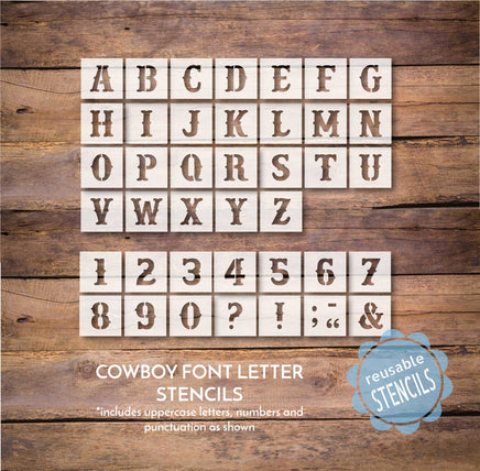 WallCutz Stencil Cowboy Font / Western Alphabet Letter Stencils