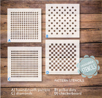 WallCutz Stencil Diamond / Polka Dot / Checkerboard / Houndstooth  / Reusable Pattern Stencils