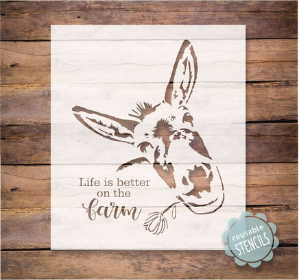 WallCutz Stencil 8.5"(h) x 6.5"(w) Donkey stencil - life on the farm