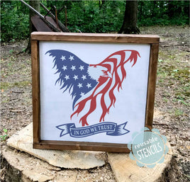WallCutz Stencil Eagle Stencil / In God We Trust / American flag