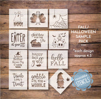 WallCutz Stencil Fall + Halloween Fall / Halloween Sample Pack / 12 pc stencil bundle