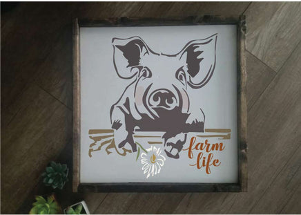 WallCutz Stencil Farm life Pig stencil