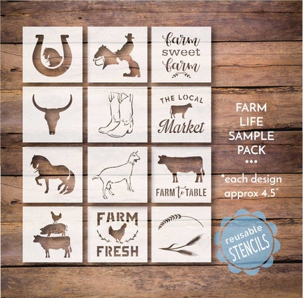 WallCutz Stencil FARM LIFE FARM LIFE Sample Pack / 12 pc stencil bundle