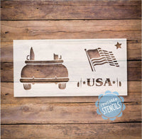 WallCutz Stencil 7"(h) x 6.5"(w) Farm Truck / Tailgate USA Flag Stencil