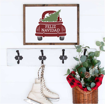 WallCutz Stencil Feliz Navidad Plantilla / Christmas Farm Truck Tree Stencil