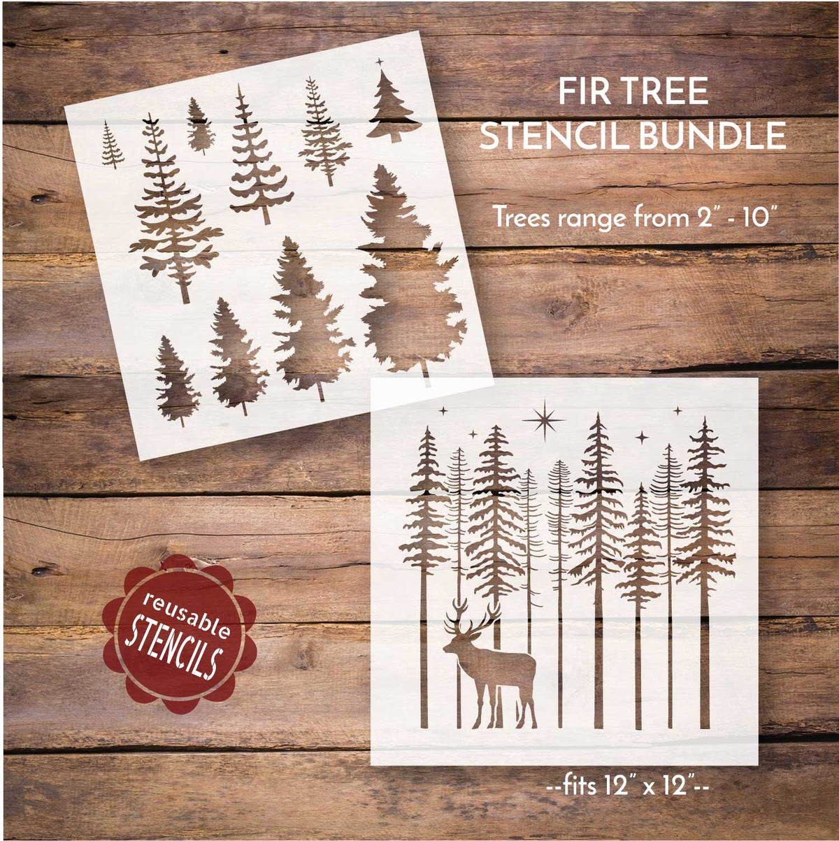 Fir Tree Stencil bundle Christmas Tree Stencils WallCutz Crafts