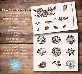 WallCutz Stencil Flower Blossom - Stencil Bundle