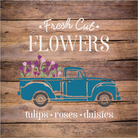 WallCutz Stencil Fresh Cut Flower Truck- Spring Stencil