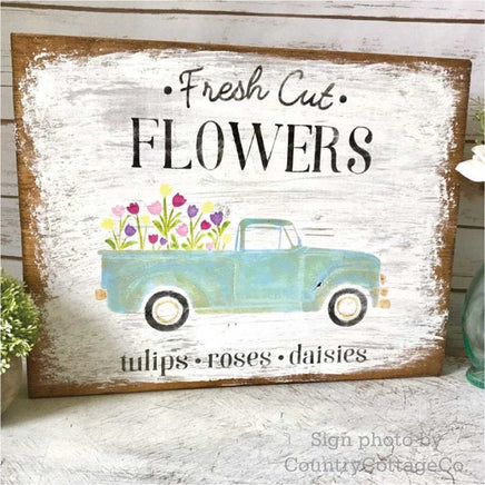 WallCutz Stencil 8.5"(h) x 8.5"(w) Fresh Cut Flower Truck- Spring Stencil