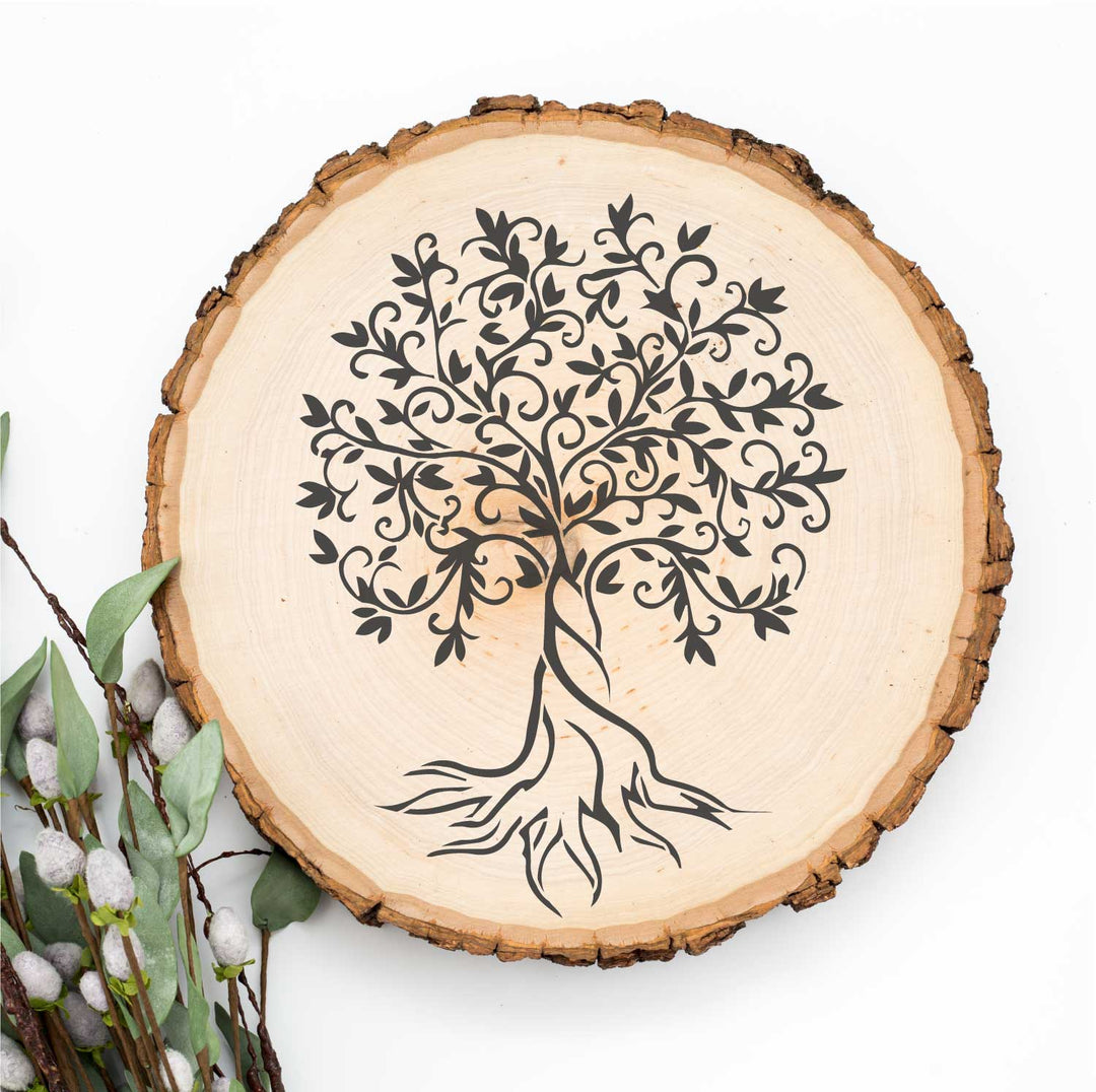 Tree With Roots Stencil Full Tree with Roots Tree of Life Stencil | WallCutz – WallCutz Crafts