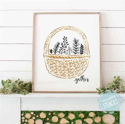 WallCutz Stencil Gather Fall Basket Stencil