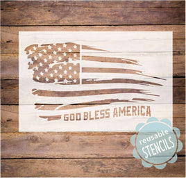 WallCutz Stencil God Bless America reusable flag stencil