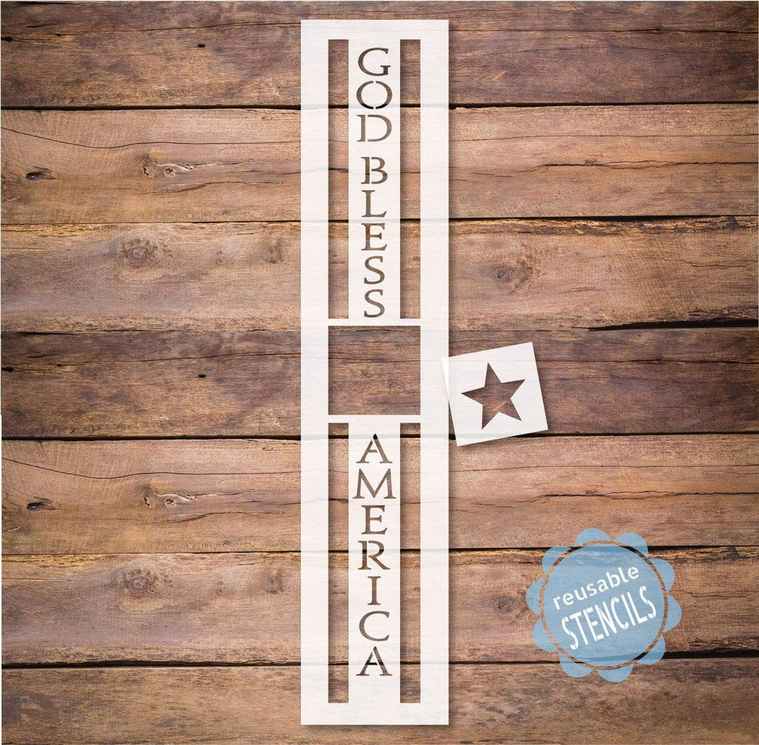 WallCutz  God Bless America Porch Leaner Stencil Stencil