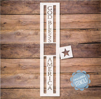 WallCutz Stencil God Bless America- Stars and stripes porch stencil