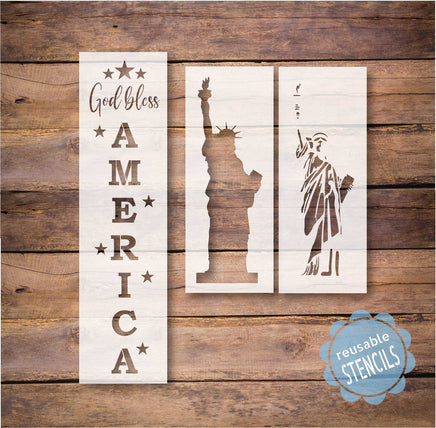 WallCutz Stencil God Bless America / Statue of Liberty Porch Stencil